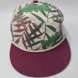 Neff Hat Snapback Maroon Green Distressed Floral Rope Tropical Surf Skate Men